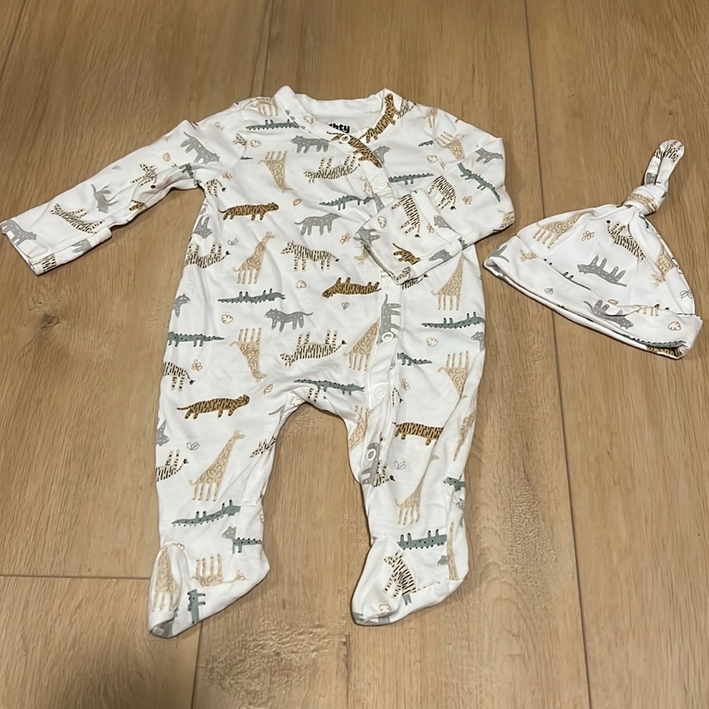 Mighty Goods Newborn Safari Print Sleep & Play with Hat